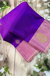 Purple Kolam Butta Silk Saree with Pink Border & 2G Gold Zari