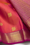 Pink-Orange Vaira Oosi Silk Saree with Korvai Border & 2G Zari