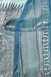 Powder Blue Kanchipuram Silk Saree with Silver Rasing Border and Vanasingaram Pattern