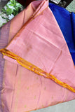 Royal Blue Silk Saree with Peach Diamond Motif Border