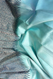 Powder Blue Kanchipuram Silk Saree with Silver Rasing Border and Vanasingaram Pattern