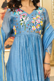 Powder Blue — Mul Chanderi Suit Set