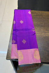 Purple Kolam Butta Silk Saree with Pink Border & 2G Gold Zari