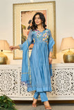 Powder Blue — Mul Chanderi Suit Set