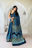 Blue-Black Wavy Modal Silk Saree