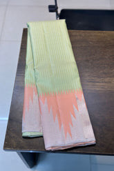 Cardamom Green Pure Kanchi Silk Saree with Pastel Pink Temple Border