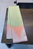 Cardamom Green Pure Kanchi Silk Saree with Pastel Pink Temple Border