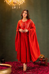 Red Anarkali Suit Set