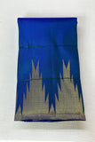 Peacock Blue Silk Saree with Temple Border & 2G Gold Zari