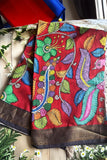 Maroon Pen Kalamkari Dupatta with Nizam Border
