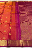 Pink-Orange Vaira Oosi Silk Saree with Korvai Border & 2G Zari