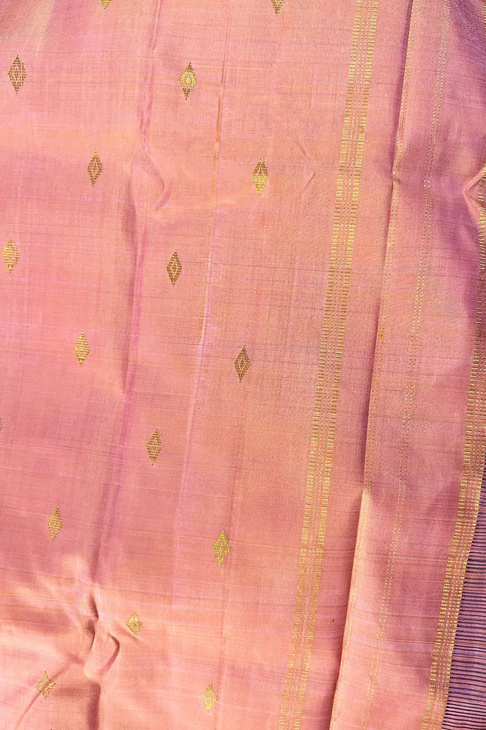 Royal Blue Silk Saree with Peach Diamond Motif Border