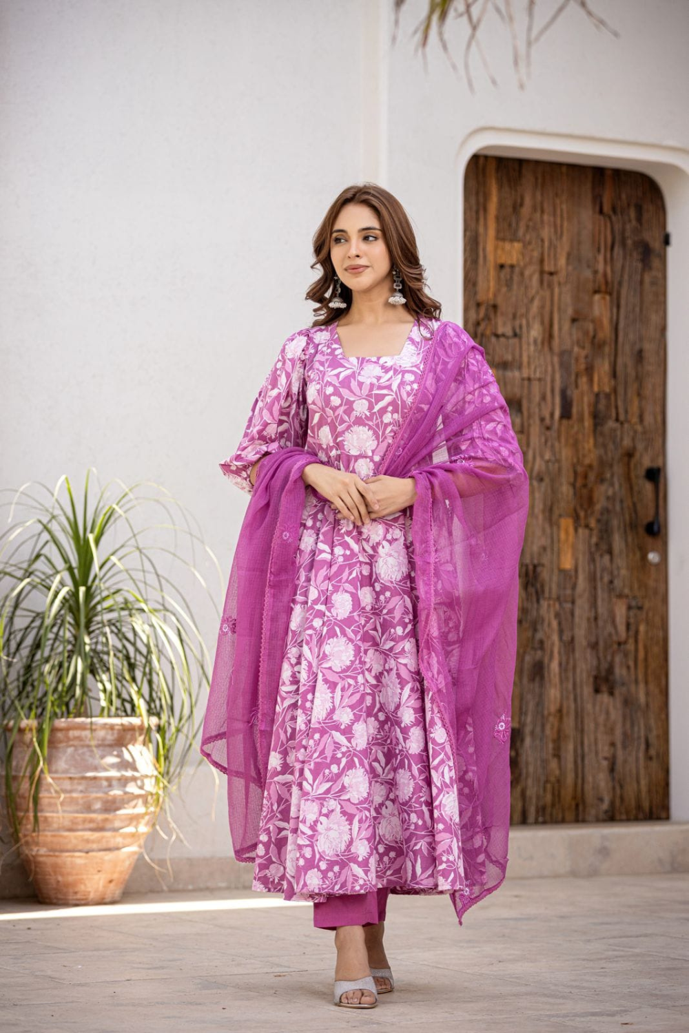 Pink Cotton Anarkali