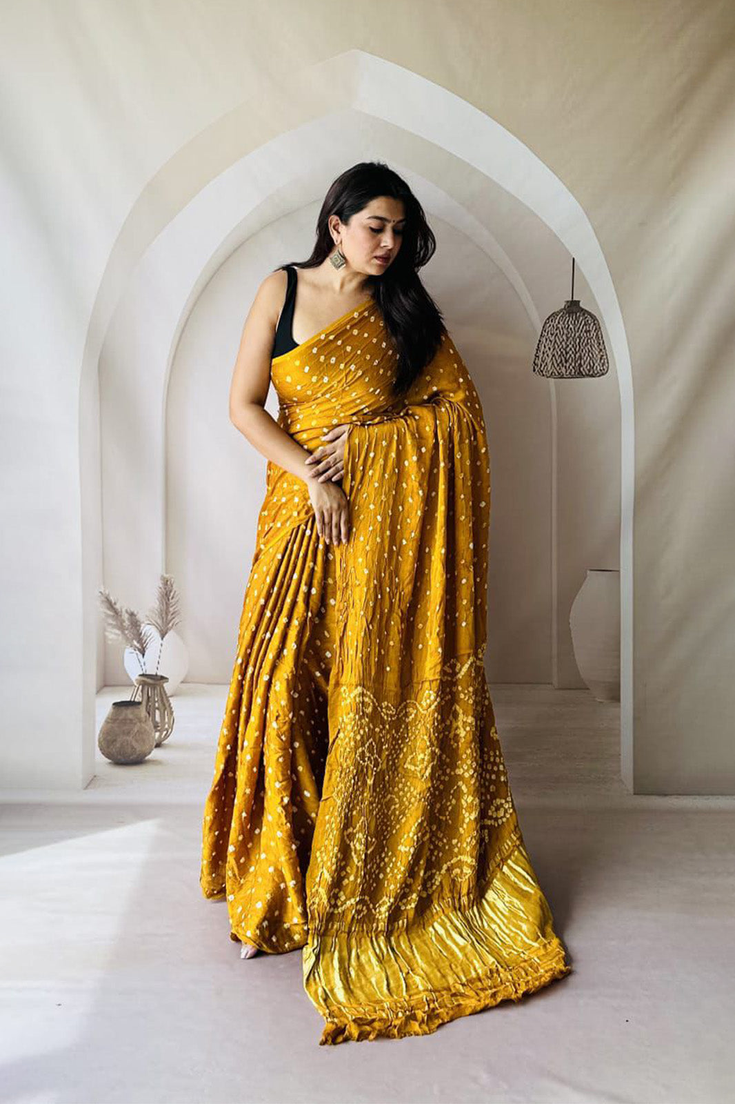 Bandhani Modal Silk Saree with Lagdi Pallu